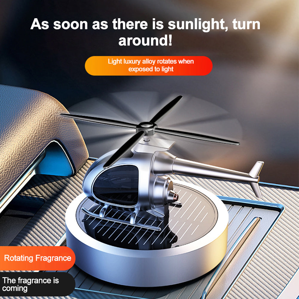 Solar Powered Car Rotation Helicopter Air Freshener Solar Helicopter Car Aromatherapy Diffuser Solar Mini Helicopter Car Diffuser Ornament for Center Console Office Home Furnishings