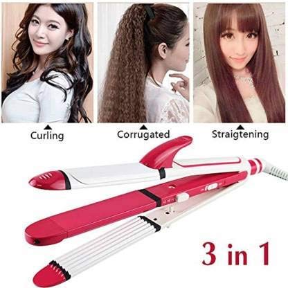 Kemei Km-1291 Professional 3 In 1 Hair Straightener Multifunction Ceramic coating Iron Wave Zig Zag Hair Curler and Straighter for women