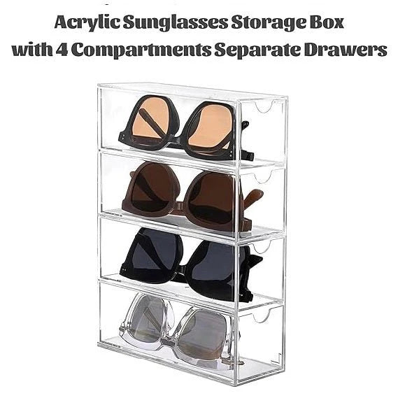 Acrylic glasses storage box transparent 4-layer storage box with 4 drawers for watches glasses and cosmetics