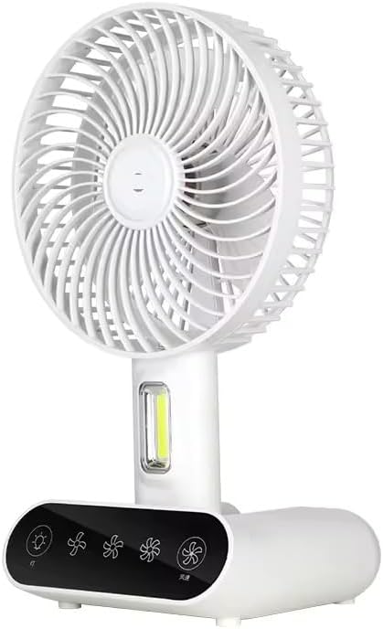 Rechargeable Table LED Fan 3000mAh Battery, Double-mode Power Supply 1500 mm Silent Operation 3 Blade Table Fan (White, Pack of 1)