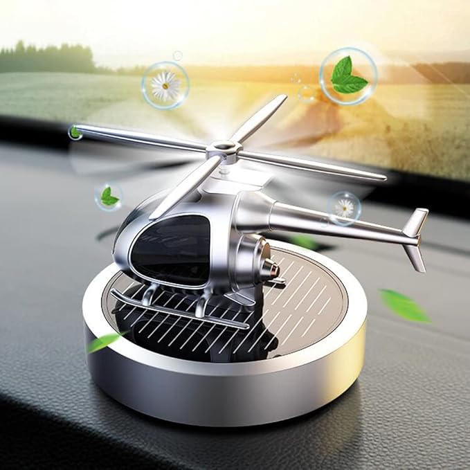 Solar Powered Car Rotation Helicopter Air Freshener Solar Helicopter Car Aromatherapy Diffuser Solar Mini Helicopter Car Diffuser Ornament for Center Console Office Home Furnishings