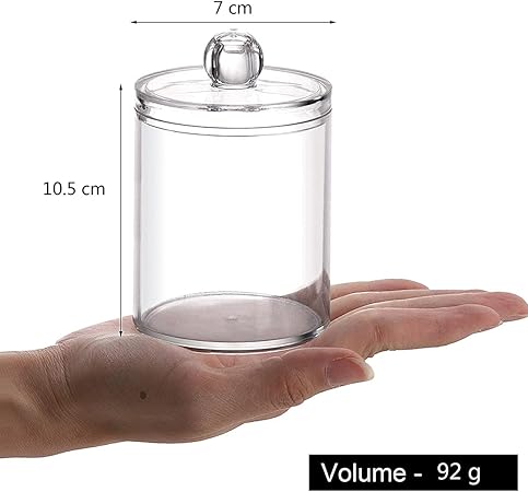 Jars Qtip Holder, Qtip Holder Dispenser for Cotton Ball, Cotton Swab, Storage Canister Clear Plastic Acrylic Jar, Qtips Cottons Buds for Bathroom Canister Storage, Vanity Makeup Organizer