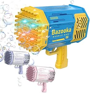 Bubble Gun 69 Holes Bazooka with Flash Lights|Rocket Boom Bubble Blower|Giant Bubble Machine Gun,Toddler Outdoor Toys for Kids Ages 4-8,Best Gifts for 3 5 6 7 Year Old Boys and Girls,Adults (Blue)