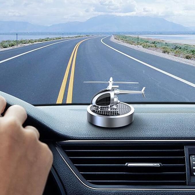 Solar Powered Car Rotation Helicopter Air Freshener Solar Helicopter Car Aromatherapy Diffuser Solar Mini Helicopter Car Diffuser Ornament for Center Console Office Home Furnishings