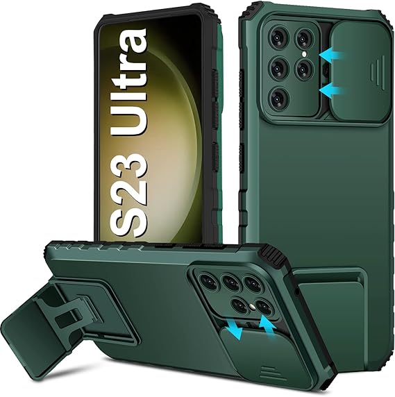 S23 Ultra Case Compatible with Samsung Galaxy S23 Ultra 5G [2023-Version], Slide Camera Cover, Military-Grade Shockproof Phone Case with Kickstand Protective Cover for Samsung S23 Ultra 5G