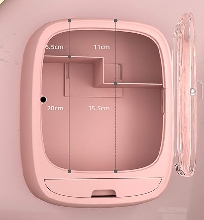 Makeup Organiser, Bathroom Sink Wall-Mounted Non-Perforated Cosmetic Storage Box,Waterproof And Dustproof Bathroom Toilet Sink Storage (Color : Pink)