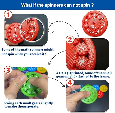 Evex Math Fidget Spinners,9 Pcs Math Fact Fidget-Spinners, Fidget Spinner Sensory Spinner, Number Fidget Toy, Math Games, Fidget Learning Game Toy Relieves Stress