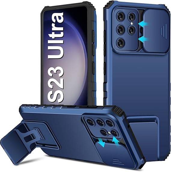 S23 Ultra Case Compatible with Samsung Galaxy S23 Ultra 5G [2023-Version], Slide Camera Cover, Military-Grade Shockproof Phone Case with Kickstand Protective Cover for Samsung S23 Ultra 5G