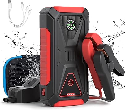 Sunhe Jump Starter, 1500A Peak 12V Portable Car Battery Charger Jump Starter for up to 7.5L Gas/5.5L Diesel Engines, 16800mAh Power Bank Smart Safety Clamp, Hammer LED Light for Auto/Truck/Motorcycle