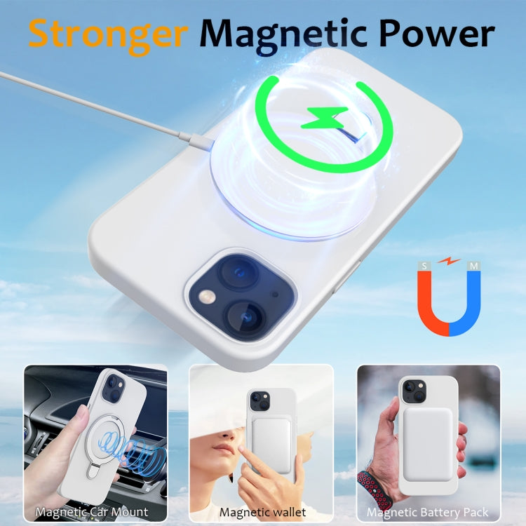 Liquid Silicone MagSafe Magnetic Phone Case with Ring Holder, For iPhone 14 Plus, For iPhone 14