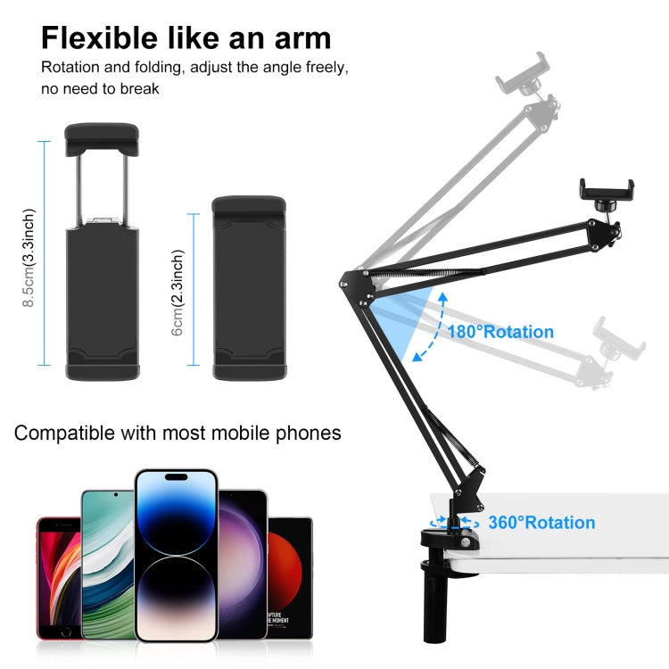 PULUZ Live Broadcast Desktop Articulating Arm Holderwith Phone Clamp, Phone Clamp