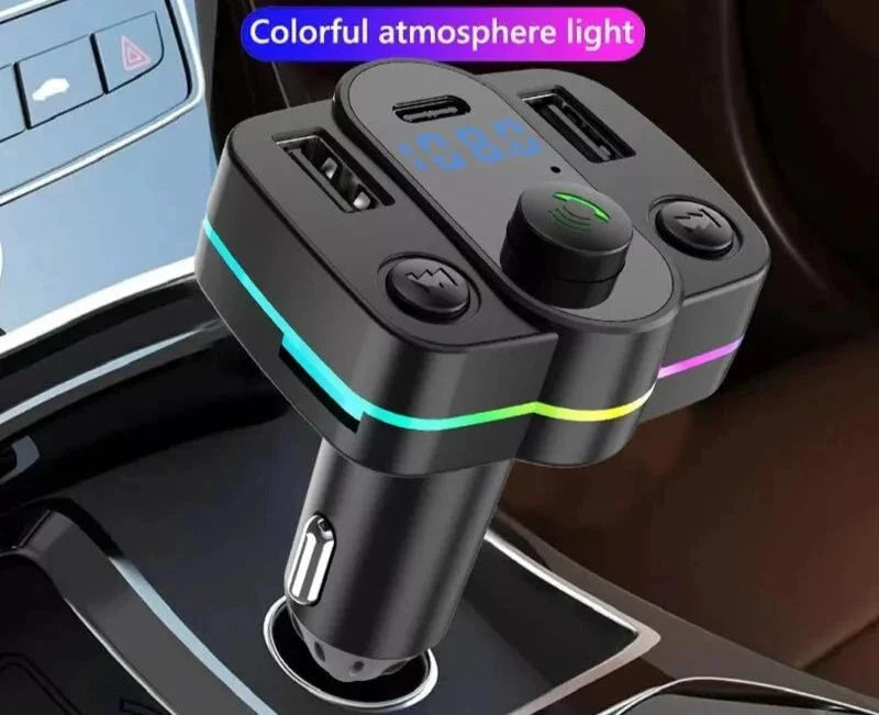 Car Music Player Transmitter | 5.0 Car Receiver Transmitter, LED Display Car MP3 Player | 180° Adjustable Angle, Fast Charging Car Charger, Colorful Light, Built-in Mic, Noise Cancelling