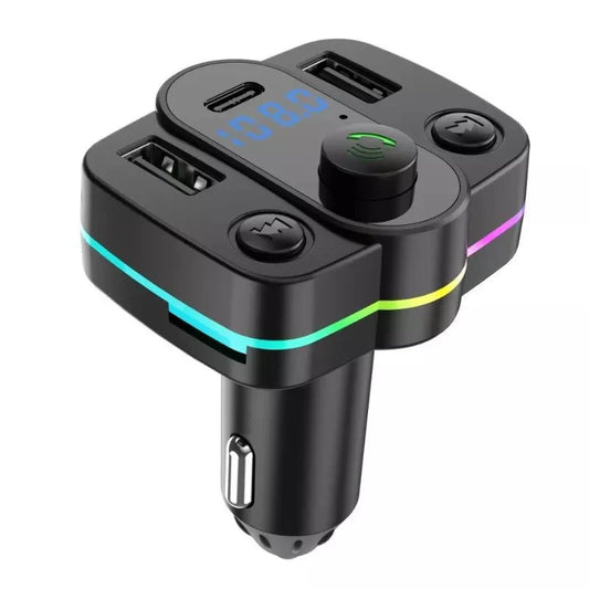 Car Music Player Transmitter | 5.0 Car Receiver Transmitter, LED Display Car MP3 Player | 180° Adjustable Angle, Fast Charging Car Charger, Colorful Light, Built-in Mic, Noise Cancelling