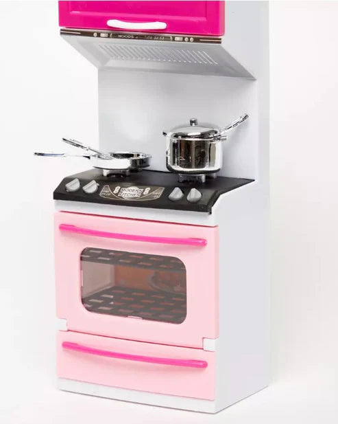 Cooking Kitchen Set Compact Cooking Kitchen Set for Little Chefs Vibrant Pink Kitchen Set for Imaginative Play All-in-One Play Kitchen with Stove, Oven, and Storage