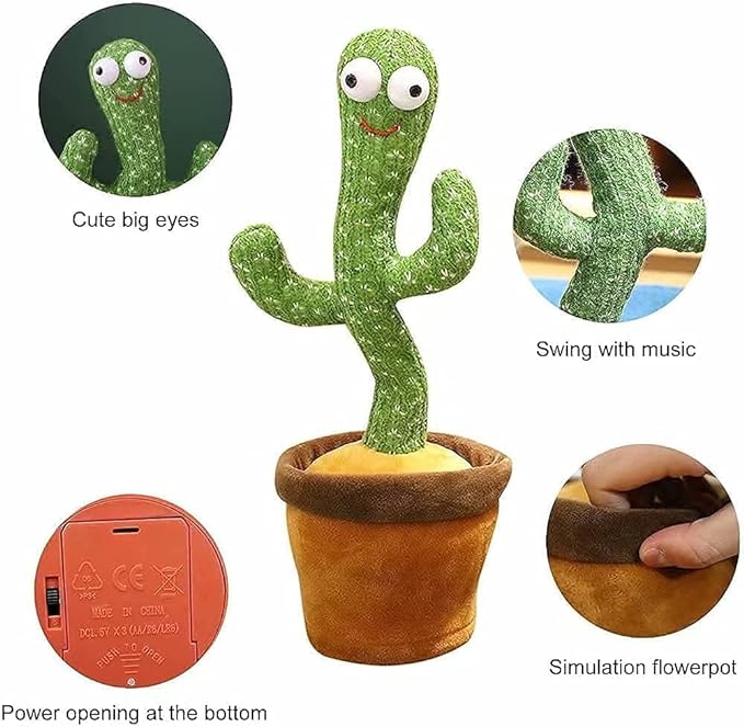 Talking & Dancing Cactus Toy for Kids, Can Sing, Wriggle and Recording Repeat What You Say Funny Educational Toys for Children Playing Home Decor Item