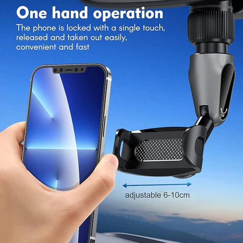 Multifunctional Adjustable 360° Rotation Phone Holder Car Rearview Mirror Mount for Car Home Compatible with Most Cell Phones