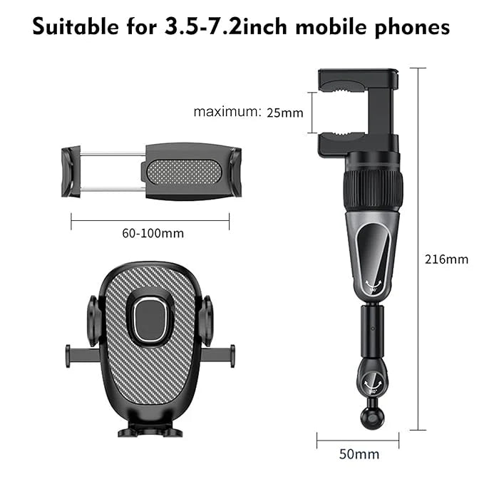 Multifunctional Adjustable 360° Rotation Phone Holder Car Rearview Mirror Mount for Car Home Compatible with Most Cell Phones