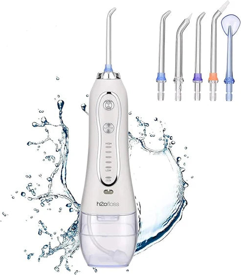 H2O Oral Irrigator Water Flosser for Teeth Cordless, IPX7 Waterproof Oral Irrigator Dental with 5 Modes and 7 Jets, USB Recharged and 300ML for 30 Days Use at Home/Travel(30 Cinnamon)