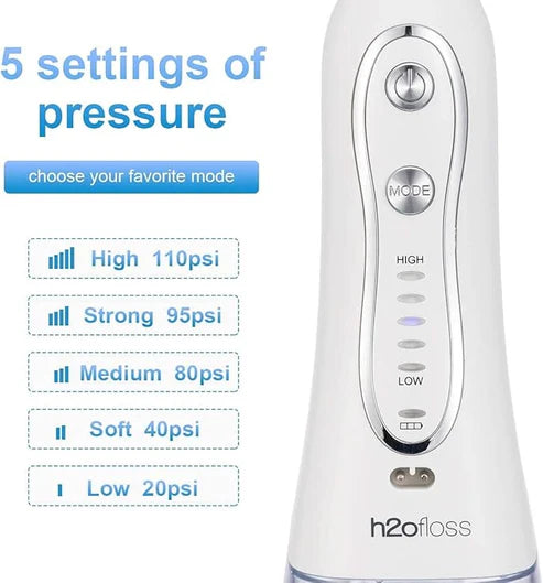 H2O Oral Irrigator Water Flosser for Teeth Cordless, IPX7 Waterproof Oral Irrigator Dental with 5 Modes and 7 Jets, USB Recharged and 300ML for 30 Days Use at Home/Travel(30 Cinnamon)