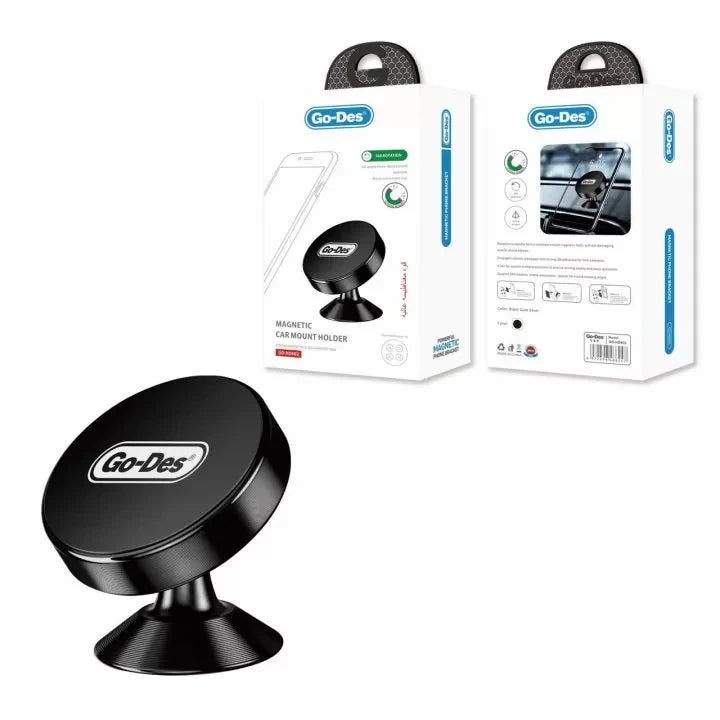 D-HD602 Go-Des Magnetic Car Mount Mobile Holder – Strong and Secure Phone Holder for Cars with 360° Rotation, Easy One-Hand Operation, and Universal Compatibility