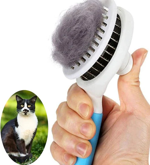 Cat brush, self cleaning slicker brushes for shedding and grooming removes loose undercoat, mats and tangled hair grooming comb for cats dogs brush massage-self cleaning