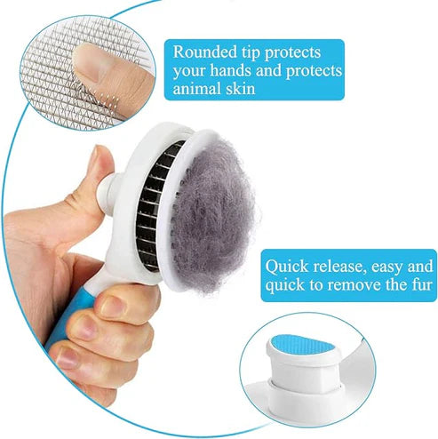 Cat brush, self cleaning slicker brushes for shedding and grooming removes loose undercoat, mats and tangled hair grooming comb for cats dogs brush massage-self cleaning