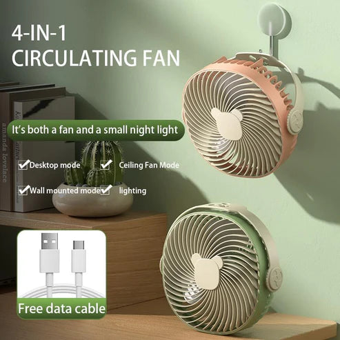 Portable Home USB Desk Fans 5 Inches Portable Table Fans 360° Head Rotation Small Personal Desktop Fan for Home Office, 3 Speeds, Pink