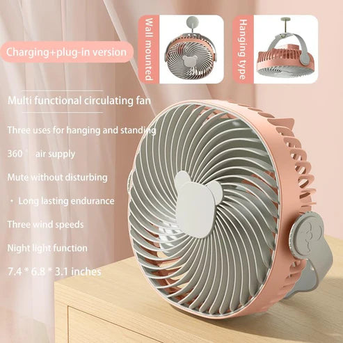 Portable Home USB Desk Fans 5 Inches Portable Table Fans 360° Head Rotation Small Personal Desktop Fan for Home Office, 3 Speeds, Pink