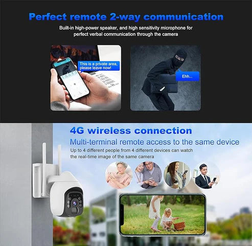 Solar Security Camera Solar CCTV Security Camera Wireless HD Surveillance System 5MP, 4G/5G SIM PTZ Camera with 8X Zoom, 2-Way Intercom, Motion Tracking, SD Card Supported, Pan Tilt and Remote APP