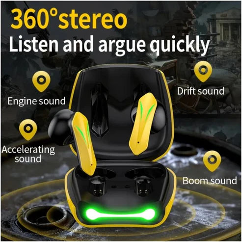 Wireless Bluetooth Gaming Stereo Noise Cancelling Earbuds Headphones Waterproof Sport Earphones with Charging Case